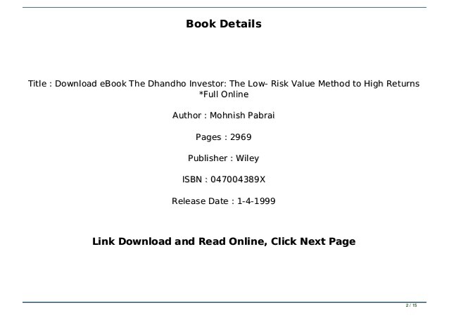 the dhandho investor by mohnish pabrai pdf free